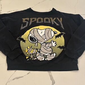 Peanuts Spooky Snoopy Halloween Black Graphic Sweatshirt